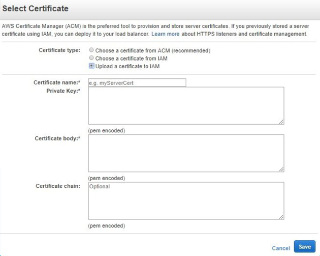 Select Certificate to Upload