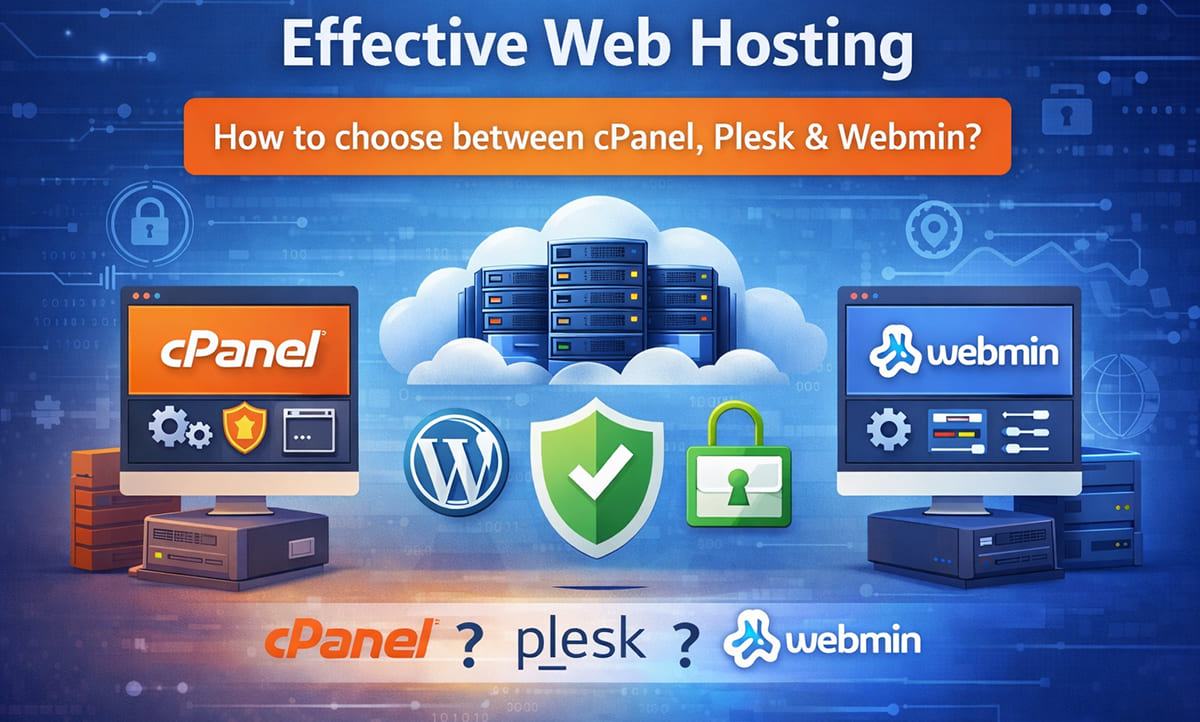 cPanel vs Plesk vs Webmin web hosting control panel comparison