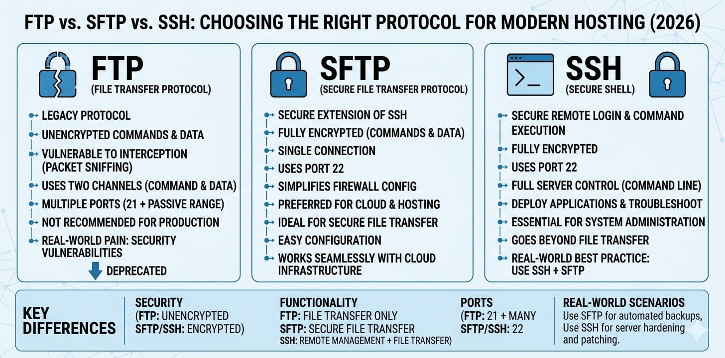 FTP vs SFTP vs SSH: Which Protocol Is Best for Hosting? | actsupport